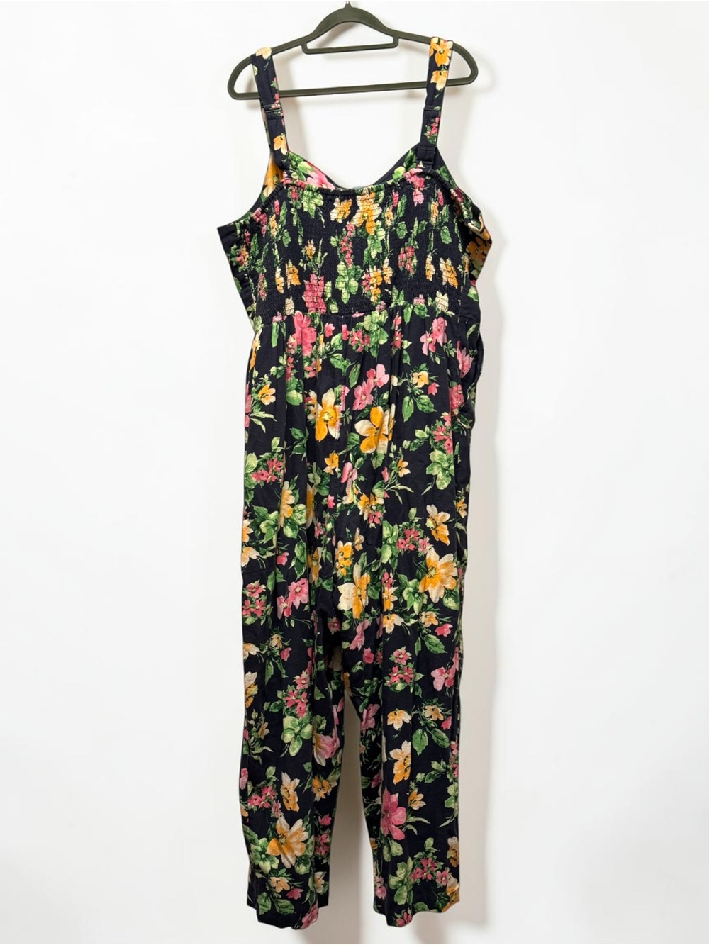 Old Navy Cami Jumpsuit Floral Linen Navy Blue XXL - Picture 6 of 12